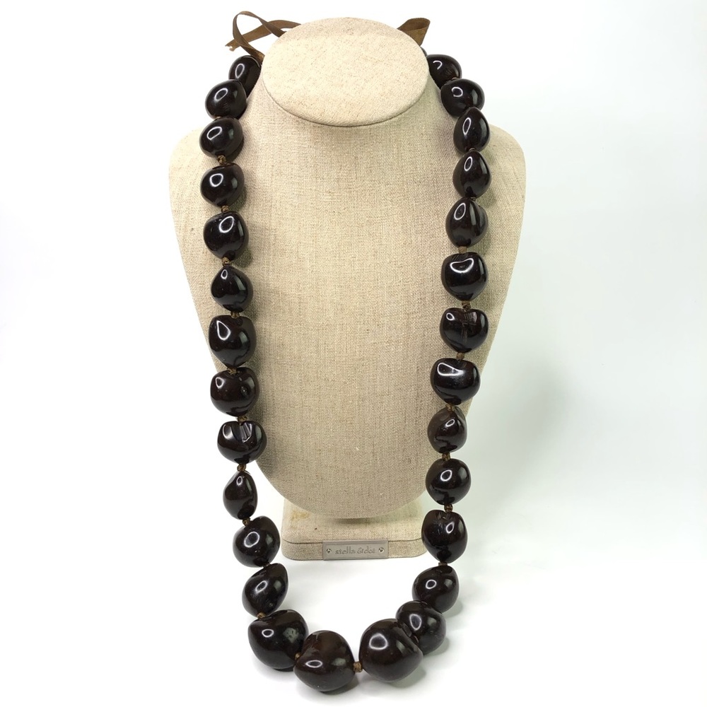 Chunky Hawaiian Kukui Nut Bead Brown Wedding Graduation Luau Hula Party Necklace